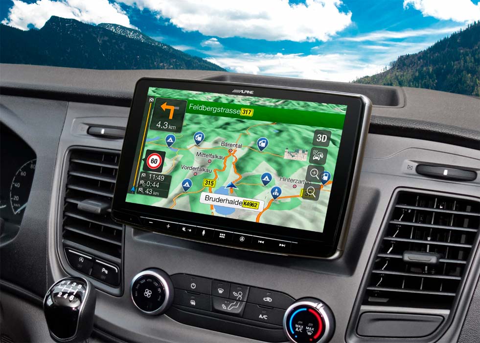 Navigationssystem mit 9-Zoll Touchscreen für Ford Transit Custom mit 1-DIN-Einbaugehäuse, DAB+, Apple CarPlay und Android Auto Unterstützung und mehr
