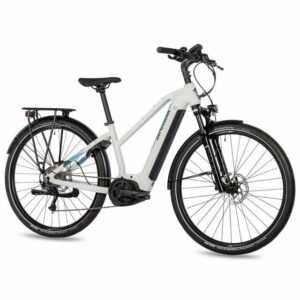 Airtracks E-Bike 28 Zoll Damen E-Bike BOSCH PERFORMACE LINE 500Wh Trekking Fahrrad, 9 Gang, Kettenschaltung, MOTIV TR.2.0L - 9 G Shimano M2000 - 42cm 46cm - Modelljahr 2023