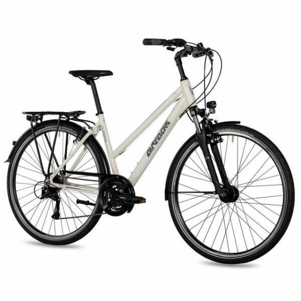 Airtracks Trekkingrad Damen Trekking Fahrrad 28 Zoll Trekkingrad TR.2820L, 24 Gang SHIMANO ACERA RD-T3000, Kettenschaltung, Weiß Matt - Rahmenhöhen 48 cm & 52 cm " Modeljahr 2023 "