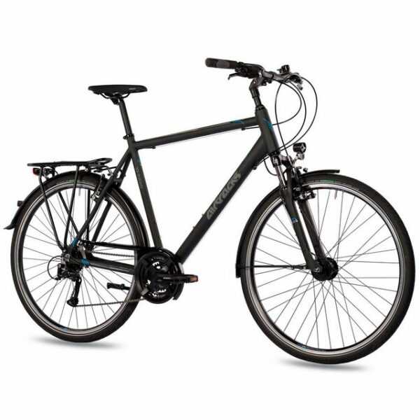 Airtracks Trekkingrad Herren Trekking Fahrrad 28 Zoll Trekkingrad TR.2820, 24 Gang SHIMANO ACERA RD-T3000 Schaltwerk, Kettenschaltung, Schwarz Matt - Rahmenhöhen 52cm, 56cm & 60cm " Modeljahr 2023 "