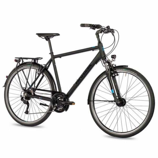 Airtracks Trekkingrad Herren Trekking Fahrrad 28 Zoll Trekkingrad TR.2825, 24 Gang SHIMANO ALIVIO RD-M3100 SGS Schaltwerk, Kettenschaltung, Schwarz Matt - Rahmenhöhen 52cm, 56cm & 60cm " Modeljahr 2023 "