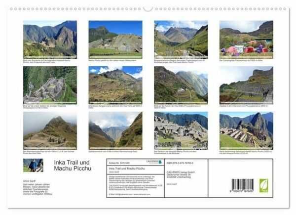 CALVENDO Wandkalender Inka Trail und Machu Picchu, Trekking zur berühmten Inkastadt (Premium, hochwertiger DIN A2 Wandkalender 2023, Kunstdruck in Hochglanz)