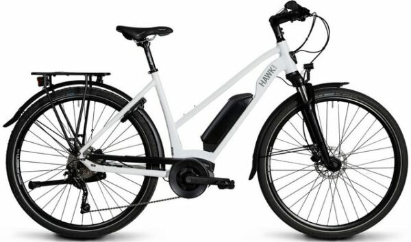 HAWK Bikes E-Bike E-Trekking 500 Lady, 10 Gang Shimano Deore Schaltwerk, Kettenschaltung, Mittelmotor, 5000 Wh Akku