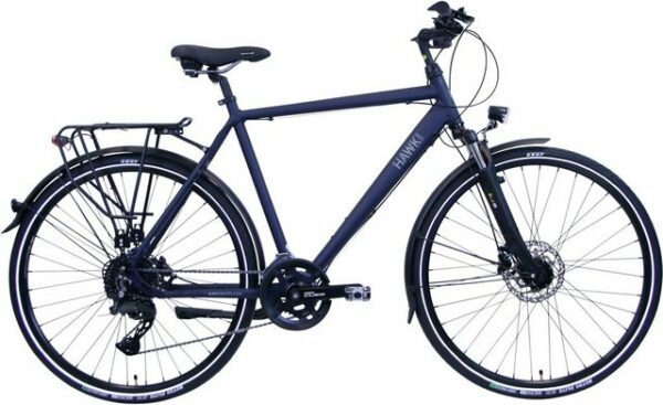 HAWK Bikes Trekkingrad HAWK Trekking Gent Deluxe Ocean Blue, 20 Gang Shimano Shimano CUES Schaltwerk