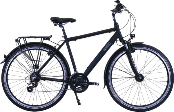 HAWK Bikes Trekkingrad "HAWK Trekking Gent Premium Black", 24 Gang, microSHIFT