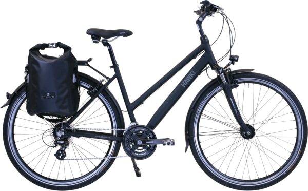 HAWK Bikes Trekkingrad "HAWK Trekking Lady Premium Plus Black", 24 Gang, microSHIFT