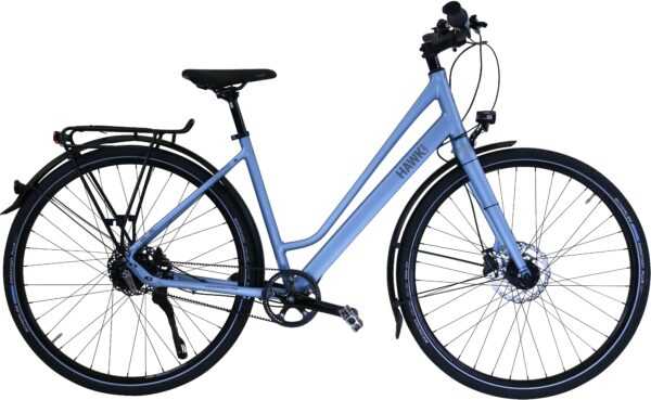 HAWK Bikes Trekkingrad "HAWK Trekking Lady Super Deluxe Skye blue", 8 Gang, Shimano, Nexus Schaltwerk