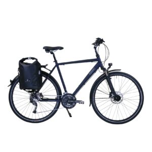 HAWK Trekking Deluxe mit Tasche ,Ocean Blue Herren 28 Zoll - Rahmenhöhe 57cm , Fahrrad mit Microshift 27 Gang Kettenschaltung & Beleuchtung