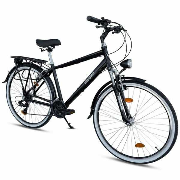 MILORD BIKES Trekkingrad Milord Trekking Fahrrad Herren, Alu, 28 Zoll, Schwarz, 21-Gang Shimano, 21 Gang, Kettenschaltung