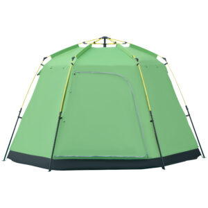 Outsunny Camping Zelt 6 Personen Familienzelt Kuppelzelt PU2000mm einfache Einrichtung für Trekking Stahl Glasfaser Grün 320 x 320 x 180 cm