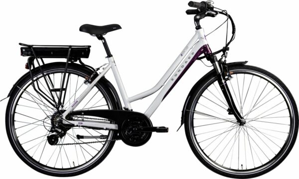 Zündapp E-Bike Trekking Z802 Damen 28 Zoll RH 48cm 21-Gang 374 Wh weiß lila