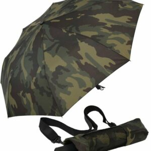 iX-brella Stockregenschirm XXL Trekking-Schirm mit farblich passender Umhängetasche - Camouflage, sehr-groß