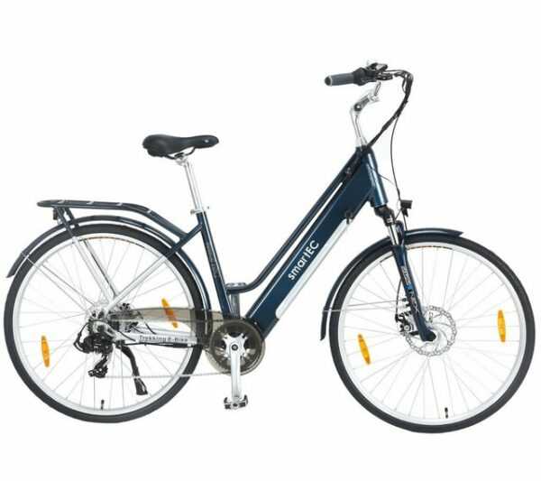 smartEC E-Bike Trekking Fahrrad Trek-28D Damen 28 Zoll, 7 Gang Shimano Tourney Schaltwerk, Kettenschaltung, Hinterrad-Nabenmotor, 468,00 Wh Akku, Batterie, Unterstützung 25 km/h Scheibenbremse 90km Reichweite Anfahrhilfe StVZO