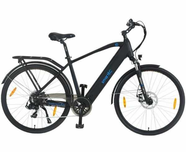 smartEC E-Bike Trekking Fahrrad Trek-28H 28 Zoll Herren, 7 Gang Shimano Tourney Schaltwerk, Kettenschaltung, Hinterrad-Nabenmotor, 468,00 Wh Akku, Batterie, Unterstützung 25 km/h Scheibenbremse 90km Reichweite Anfahrhilfe StVZO