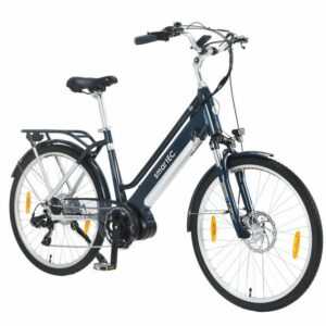 smartEC E-Bike Trekking Fahrrad TrekX-MD Damen 26/28 Zoll, 7 Gang Shimano Tourney Schaltwerk, Kettenschaltung, Mittelmotor, 468,00 Wh Akku, Batterie, Unterstützung 25 km/h Scheibenbremse 90km Reichweite Anfahrhilfe StVZO