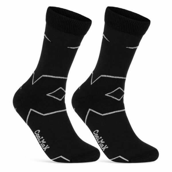 sockenkauf24 Funktionssocken Merino Wandersocken für Herren & Damen Outdoor Trekking Socken (Schwarz/Grau, 2-Paar, 35-38) - 50101P