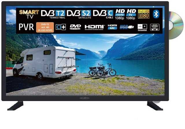 Reflexion LDDW27i+ LED-Fernseher (69,00 cm/27 Zoll, Full HD, Smart-TV, DC IN 12 Volt / 24 Volt, Netzteil 230 Volt, Fernseher für Wohnwagen, Wohnmobil, Camping, Caravan, mit integriertem DVD-Player)