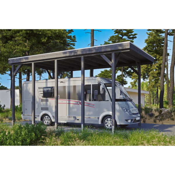SKAN HOLZ Einzelcarport 'Friesland Caravan' mit Aluminiumdach 397 x 708 cm schiefergrau