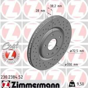 ZIMMERMANN Bremsscheiben Gelocht Vorne Rechts Links für FIAT Freemont LANCIA Voyager VW Routan CHRYSLER Grand V DODGE Journey Caravan