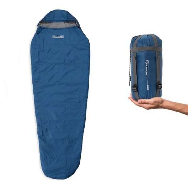 Lumaland Mumienschlafsack Where Tomorrow Camping Schlafsack 220x80x50, wasserabweisend Wärmekragen im Schulterbereich Camping Outdoor -5°C