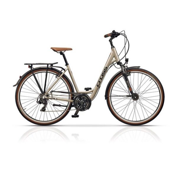 Airtracks Trekkingrad Damen Trekking Fahrrad 28 Zoll AREA LOW STEP, 21 Gang Shimano, Kettenschaltung, (Shimano RD- TY500 SGS), Beige - Rahmenhöhen 46cm, 50cm und 54cm - Modell 2023