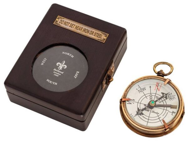Aubaho Kompass Kompass Maritim Schiff Dekoration Navigation Glas Messing Antik-Stil Replik 10cm