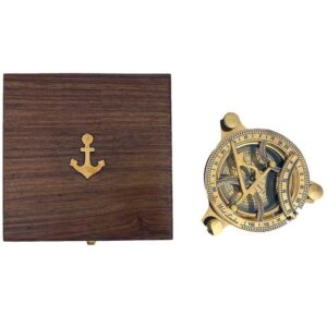 Aubaho Kompass Kompass mit Box Sonnenuhr Maritim Schiff Navigation Dekoration Messing