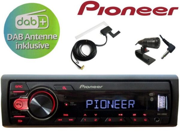 DSX PIONEER DAB+ Bluetooth USB Radio + DAB Antenne Fensterklebe Antenne Autoradio (Digitalradio (DAB), 50,00 W)