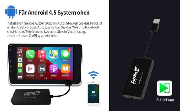 GABITECH Drahtloses CarPlay Dongle für Aftermarket Android Autoradio Autoradio