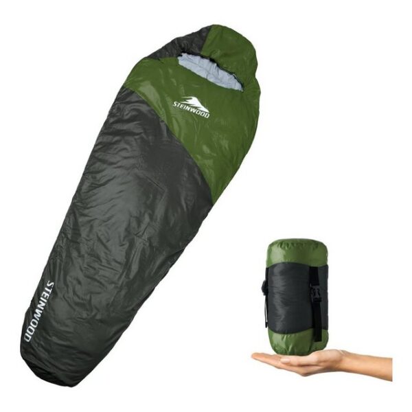 Steinwood Mumienschlafsack Steinwood Sommerschlafsack Ultra leicht, Schlafsack koppelbar, Campin...