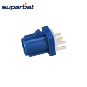 Superbat Fakra C Blue/5005 Male End Launch PCB Mount Straight Connector for GPS Telematics or Navigation Car GPS Antenna