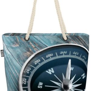 VOID Strandtasche (1-tlg), Kompass Seefahrt Segeln Antik Seefahrt Nautisch Meer Navigation Navi