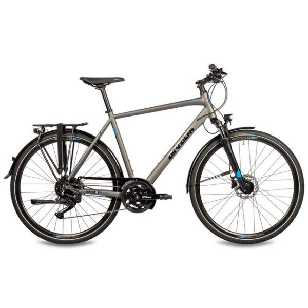 Airtracks Trekkingrad Herren Trekking Fahrrad 28 Zoll TR.2845-C Trekkingrad, 18 Gang Shimano, Kettenschaltung, (NEW 2x9 GANG SHIMANO CUES RD-U3020), Grau Matt - Rahmenhöhen 52cm und 56cm - Modell 2024