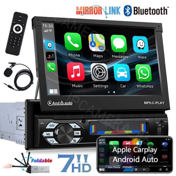 GABITECH 7" 1 DIN AUTORADIO GPS BLUETOOTH USB TF FM MP5 CARPLAY Autoradio