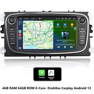 GABITECH 7" Android 13 Autoradio GPS Navi Android für Ford Focus Transit Kuga Einbau-Navigationsgerät (Octa Core, 8* A75 64-bit 2.2GHz CPU, 4GB RAM, 64GB ROM)