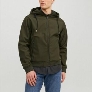 Jack & Jones Blouson Softshell Jacke mit Kapuze Trekking Outdoor Blouson JJEBASIC 5578 in Grün-3