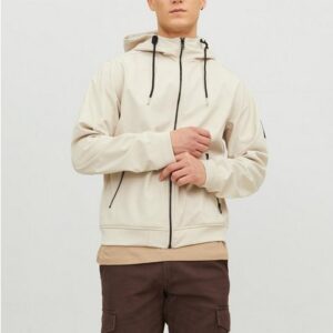 Jack & Jones Blouson Softshell Jacke mit Kapuze Trekking Outdoor Blouson JJEBASIC 5578 in Sand