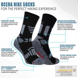 OCERA Wandersocken OCERA HIKE-Trekking/Wander Socken für Damen & Herren, 3 Paar Socken (Packung, 3-Paar, 3 Paar) mit Frottee, mit eingestricktem Logo, mit Mittelfußgummi