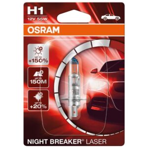 OSRAM Glühlampe, Fernscheinwerfer NIGHT BREAKER® LASER H1 64150NL-01B VW,AUDI,MERCEDES-BENZ,Golf IV Schrägheck (1J1),POLO (9N_)