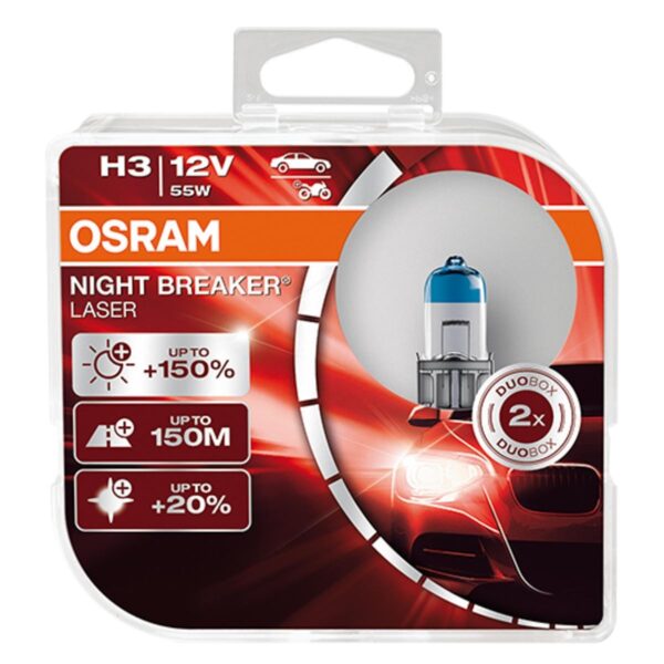 OSRAM Glühlampe, Fernscheinwerfer NIGHT BREAKER® LASER H3 64151NL-HCB VW,AUDI,MERCEDES-BENZ,Golf IV Schrägheck (1J1),POLO (9N_)