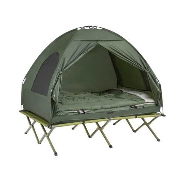 SoBuy Feldbett OGS32 Campingzelt 4in1-Zelt mit Campingliege Schlafsack Luftmatratze