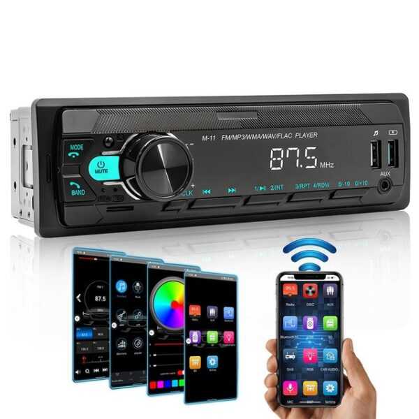 Hikity Autoradio 1Din Bluetooth Stereo MP3 Spieler SD AUX IN zwei USB Autoradio (Freisprecheinrichtung, FM)