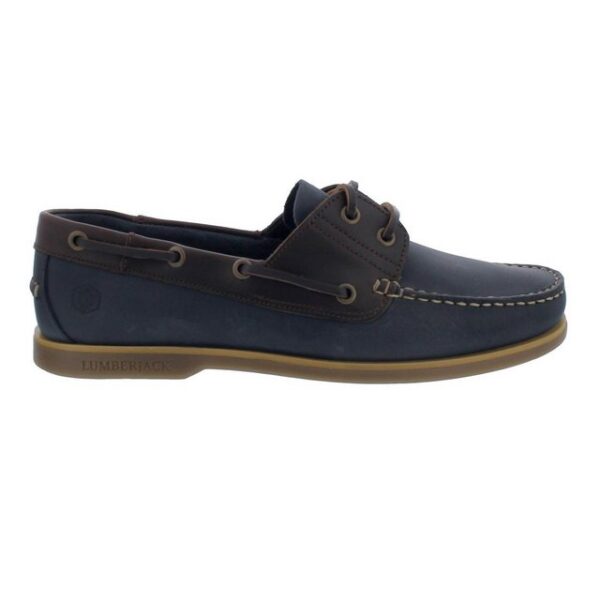 LUMBERJACK Navigator Bootssschuh, Nubuk- / Glattleder, Navy Blue / Brown SM07804 Bootsschuh