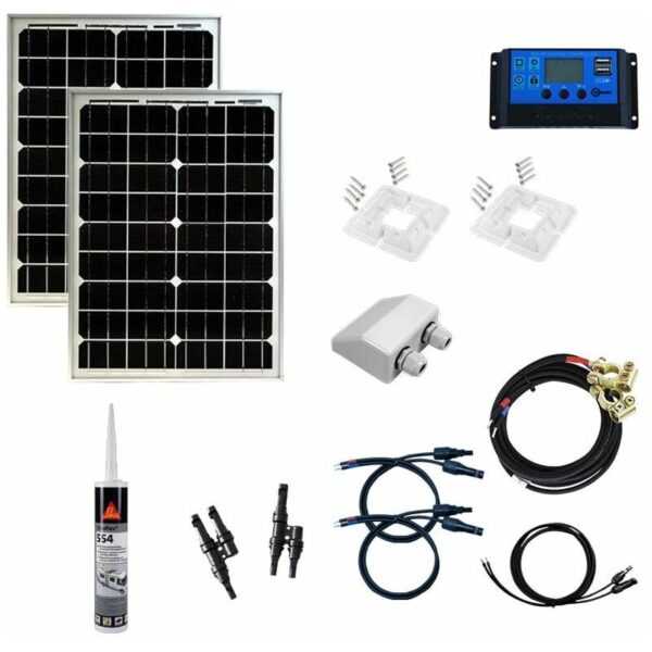 Lieckipedia - 40 Watt wählbar Solar Inselanlage pv 12V Basis Set Wohnmobil Caravan Boot