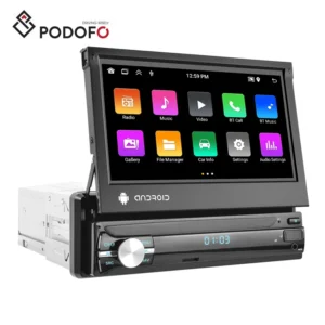 Podofo 1 Din 2+64G Android Car Radio 7" Retractable Touch Screen GPS Navigation Wifi BT RDS AUX DVR Stereo Auto Radio Wholesale