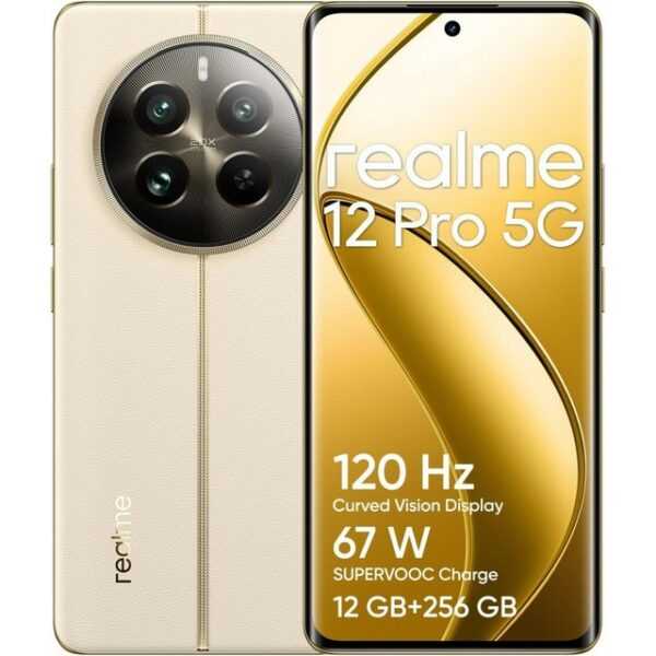 Realme 12 Pro 5G 256 GB / 12 GB - Smartphone - navigator beige Smartphone (6,7 Zoll, 256 GB Speicherplatz)