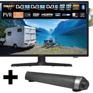 Reflexion LDDW24i+ LED-Fernseher (60,00 cm/24 Zoll, Full HD, Smart-TV, DC IN 12 Volt / 24 Volt, Netzteil 230 Volt, Fernseher für Wohnwagen, Wohnmobil, Camping, Caravan, mit integriertem DVD-Player, inkl. Soundbar)