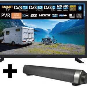 Reflexion LDDW27i+ LED-Fernseher (69,00 cm/27 Zoll, Full HD, Smart-TV, DC IN 12 Volt / 24 Volt, Netzteil 230 Volt, Fernseher für Wohnwagen, Wohnmobil, Camping, Caravan, mit integriertem DVD-Player, inkl. Soundbar)