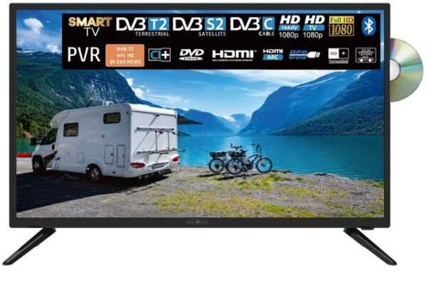 Reflexion LDDW32i+ LED-Fernseher (80,00 cm/32 Zoll, Full HD, Smart-TV, DC IN 12 Volt / 24 Volt, Netzteil 230 Volt, Fernseher für Wohnwagen, Wohnmobil, Camping, Caravan, mit integriertem DVD-Player)