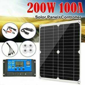 Tovbmup - 200W 60A 12V Solar Panel Kit Akkuladeregler Caravan Boot Outdoor,